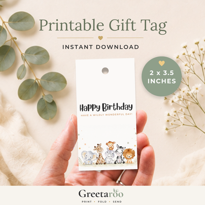 Safari Printable Birthday Gift Tag