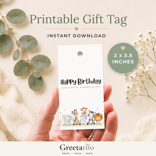 Safari Printable Birthday Gift Tag