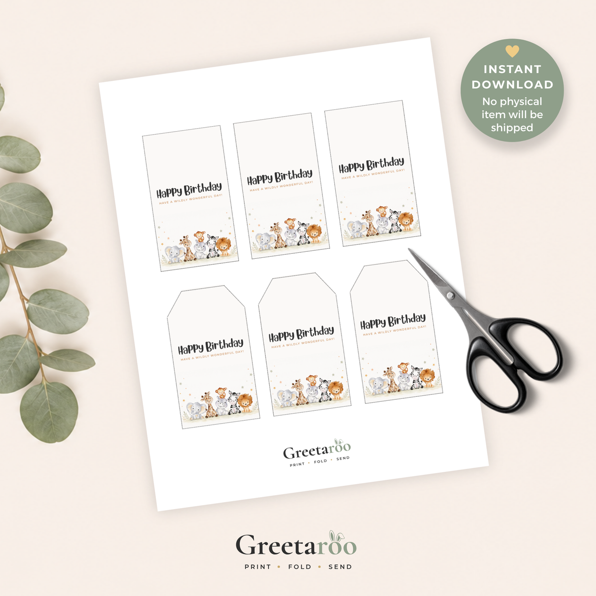 Safari Printable Birthday Gift Tag