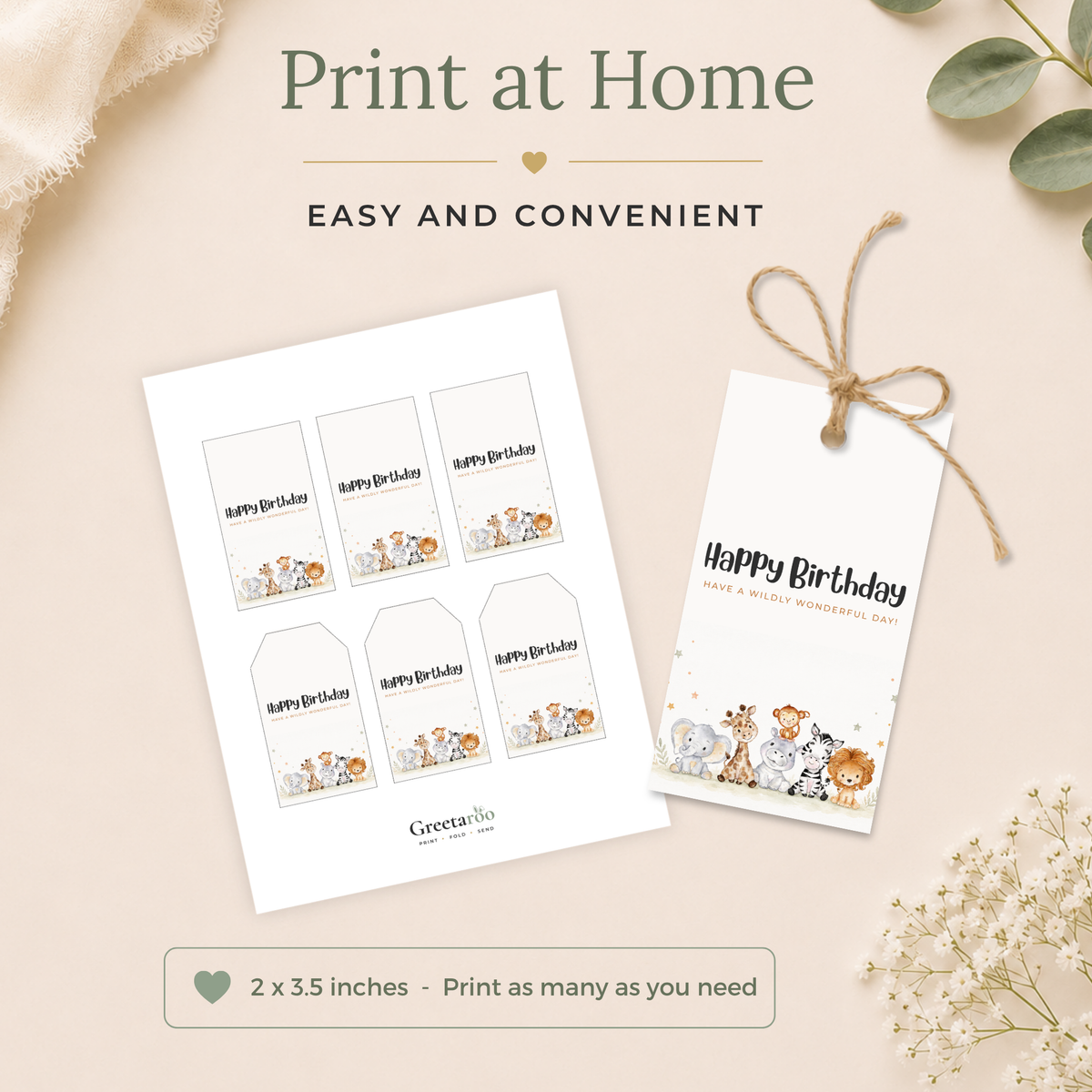 Safari Printable Birthday Gift Tag