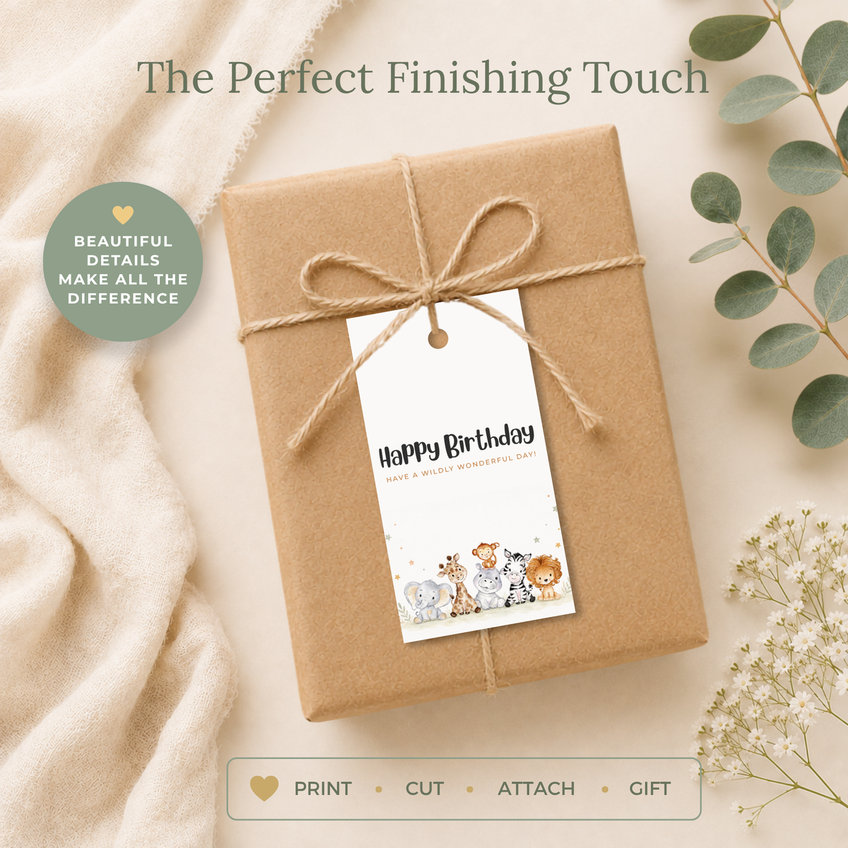 Safari Printable Birthday Gift Tag