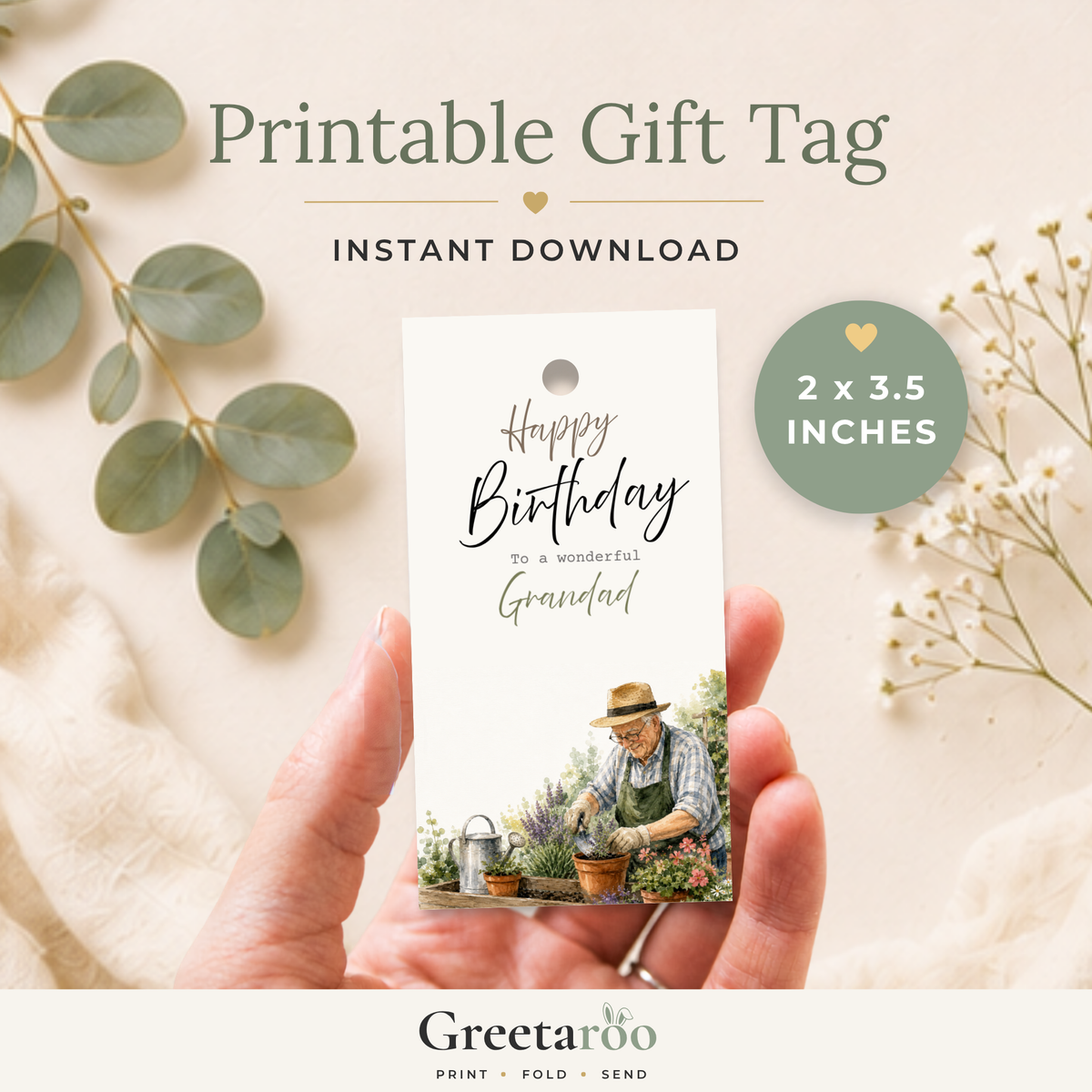 Grandad Gardening Printable Birthday Gift Tag