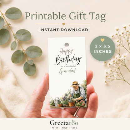 Grandad Gardening Printable Birthday Gift Tag