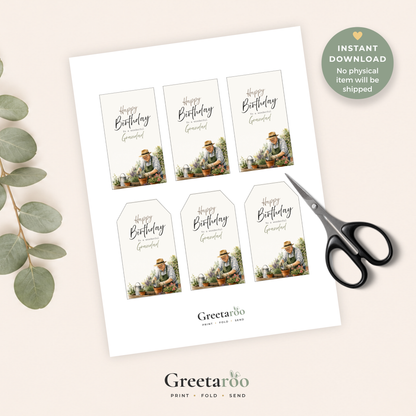 Grandad Gardening Printable Birthday Gift Tag