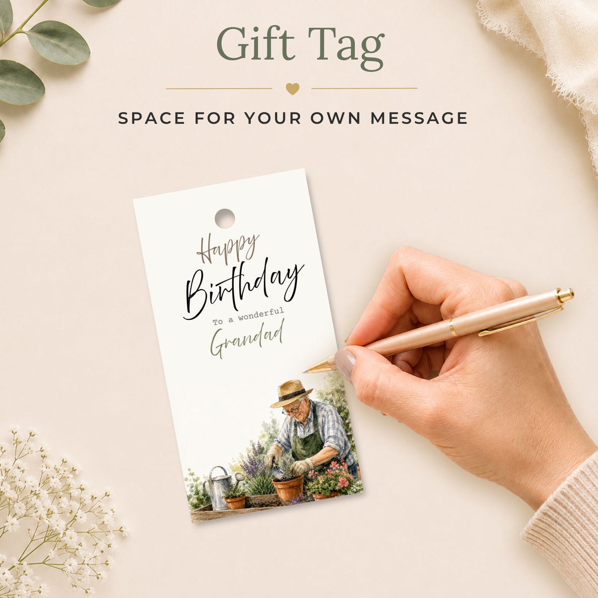Grandad Gardening Printable Birthday Gift Tag