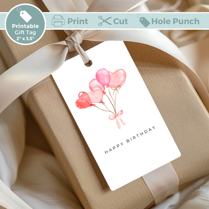 Printable Birthday Gift Tag - Balloons