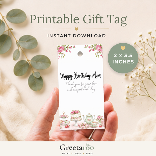 Mum Printable Birthday Gift Tag