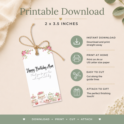 Mum Printable Birthday Gift Tag