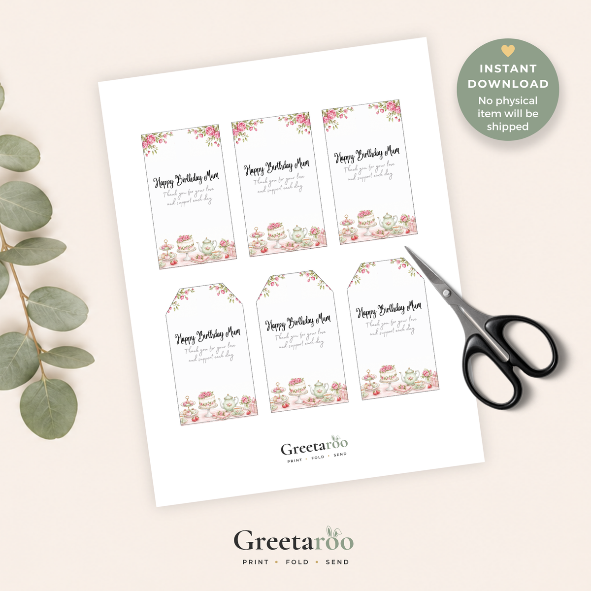 Mum Printable Birthday Gift Tag