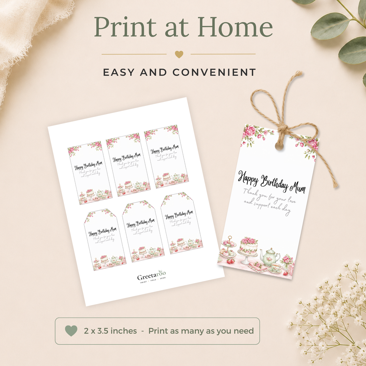 Mum Printable Birthday Gift Tag