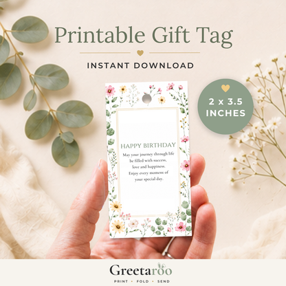 Wildflower Printable Birthday Gift Tag