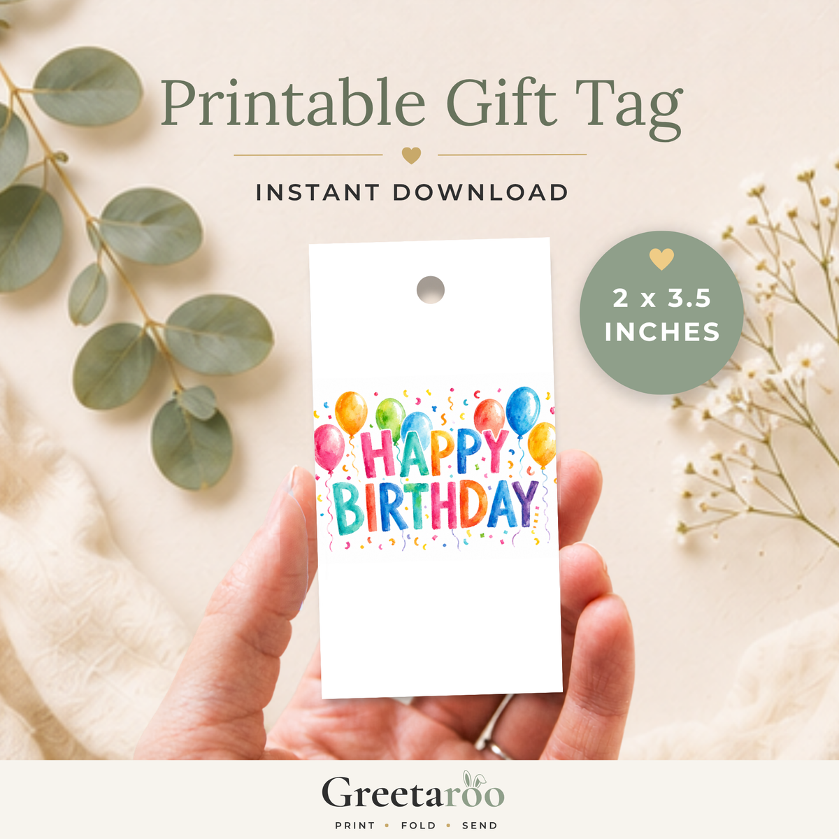 Balloon Printable Birthday Gift Tag