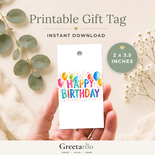 Balloon Printable Birthday Gift Tag