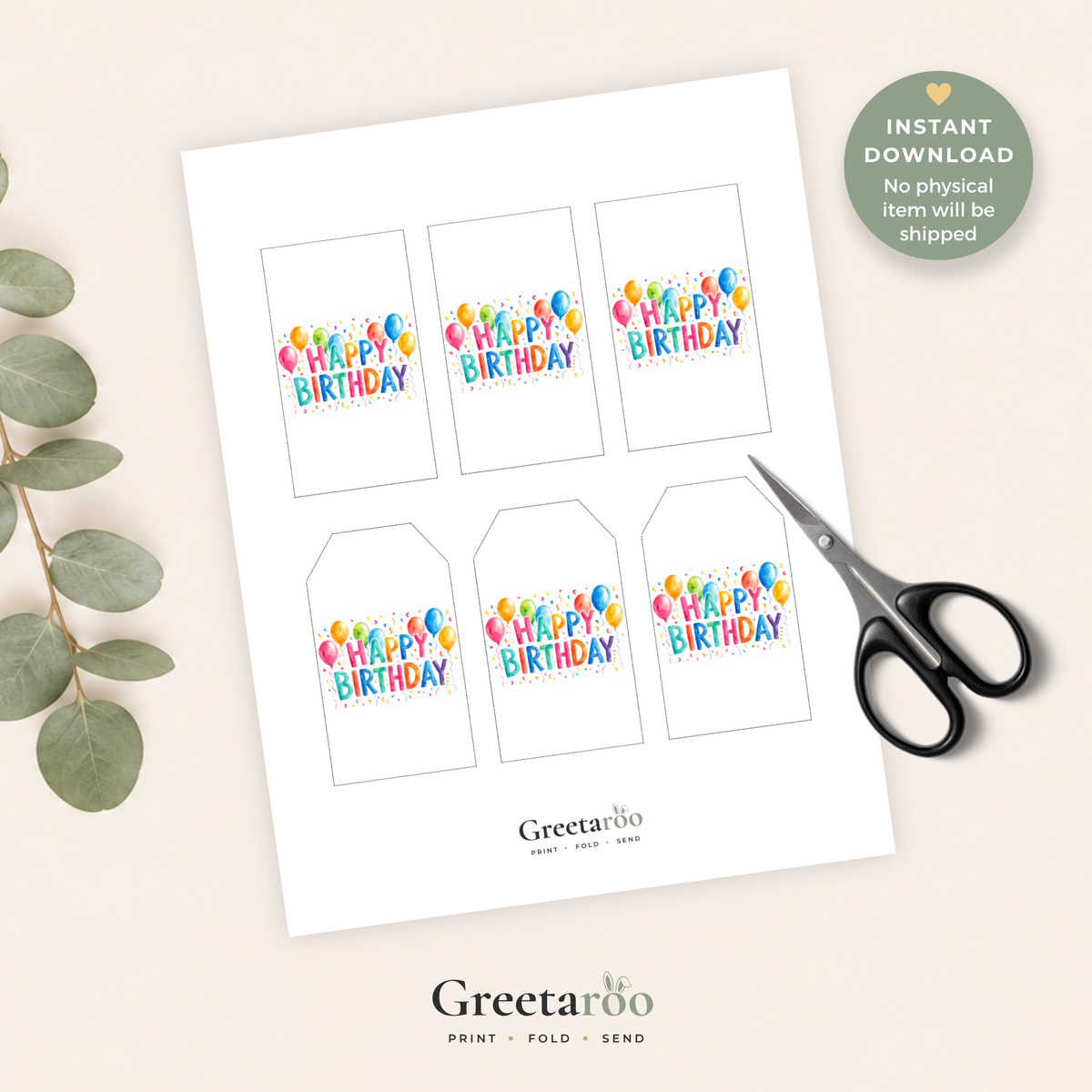 Balloon Printable Birthday Gift Tag