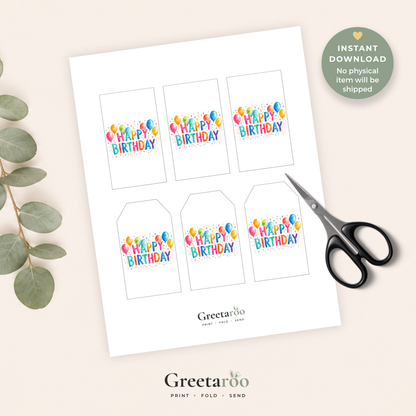 Balloon Printable Birthday Gift Tag