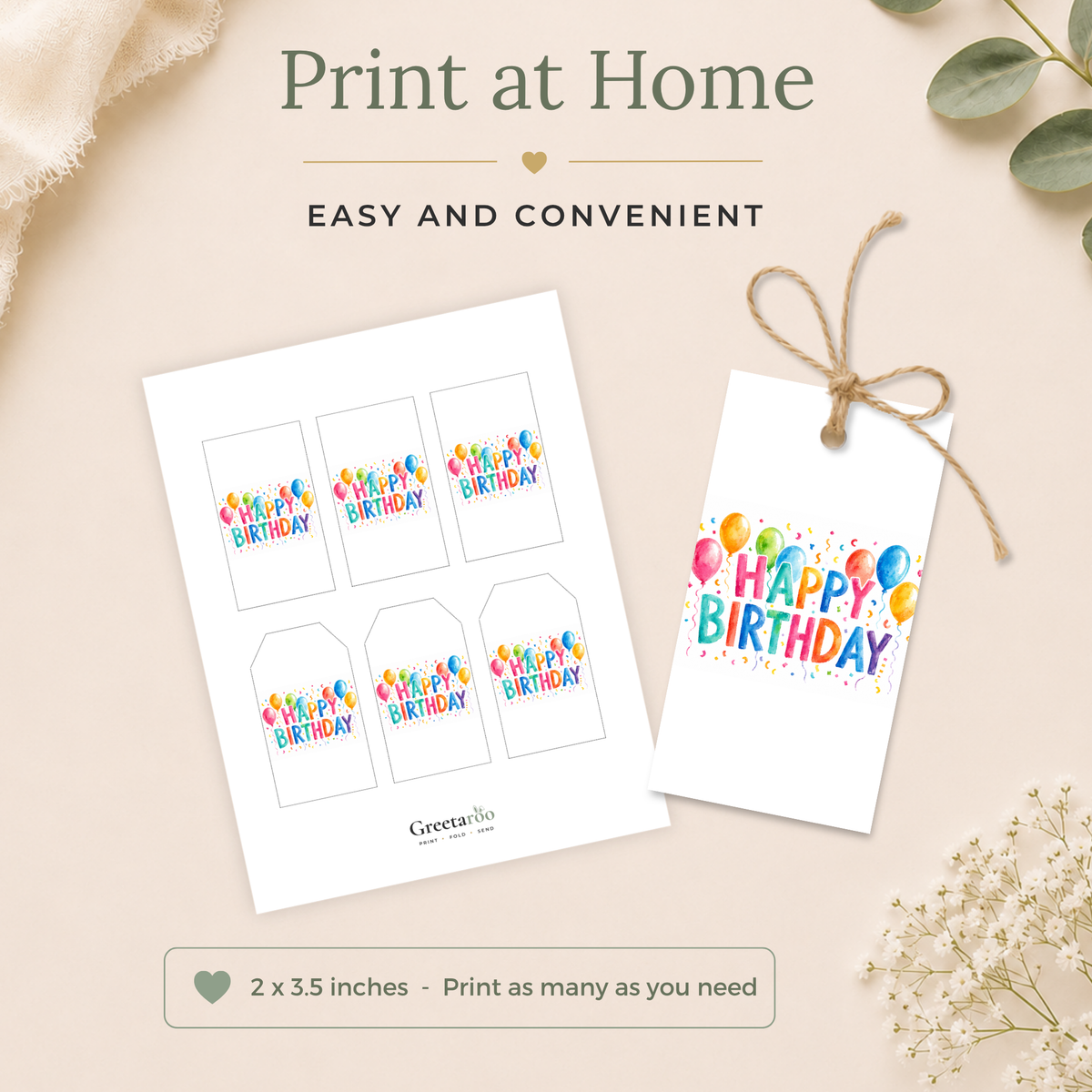 Balloon Printable Birthday Gift Tag