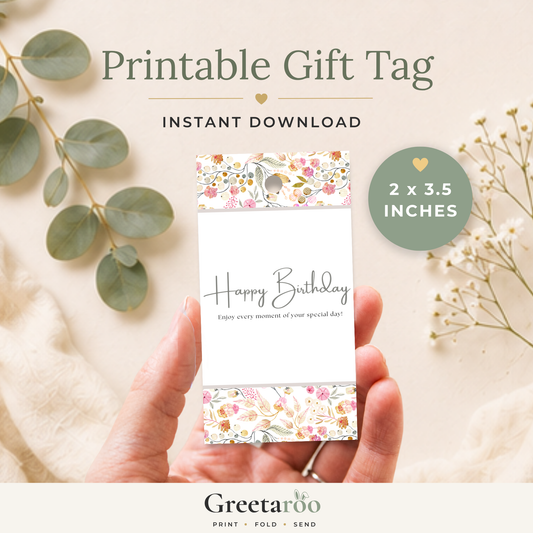Floral Printable Birthday Gift Tag