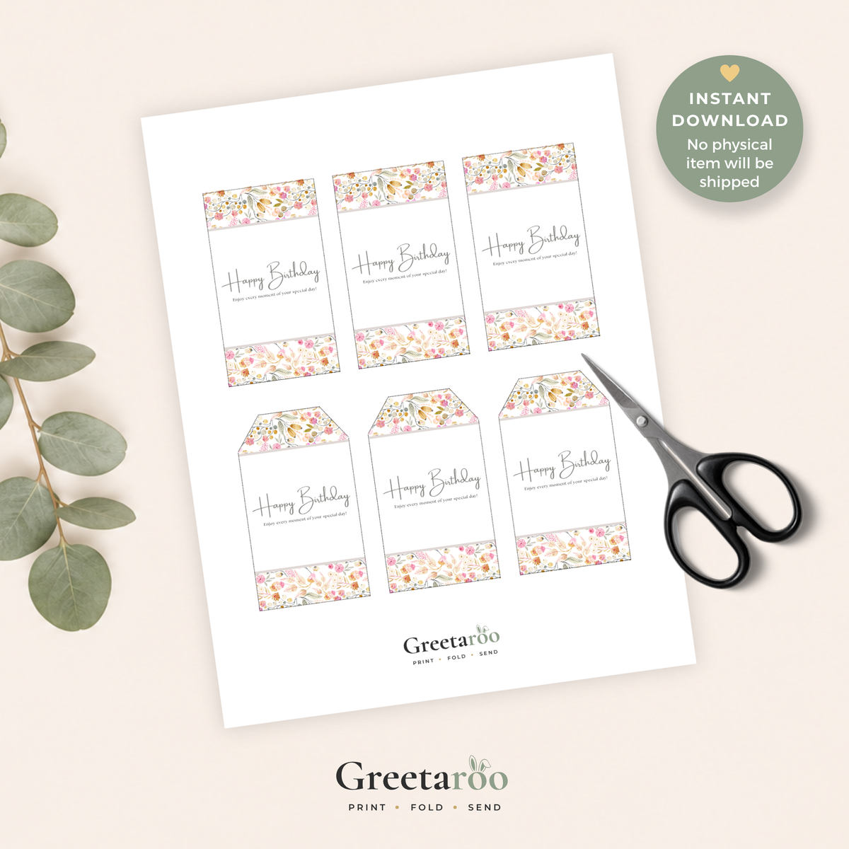 Floral Printable Birthday Gift Tag