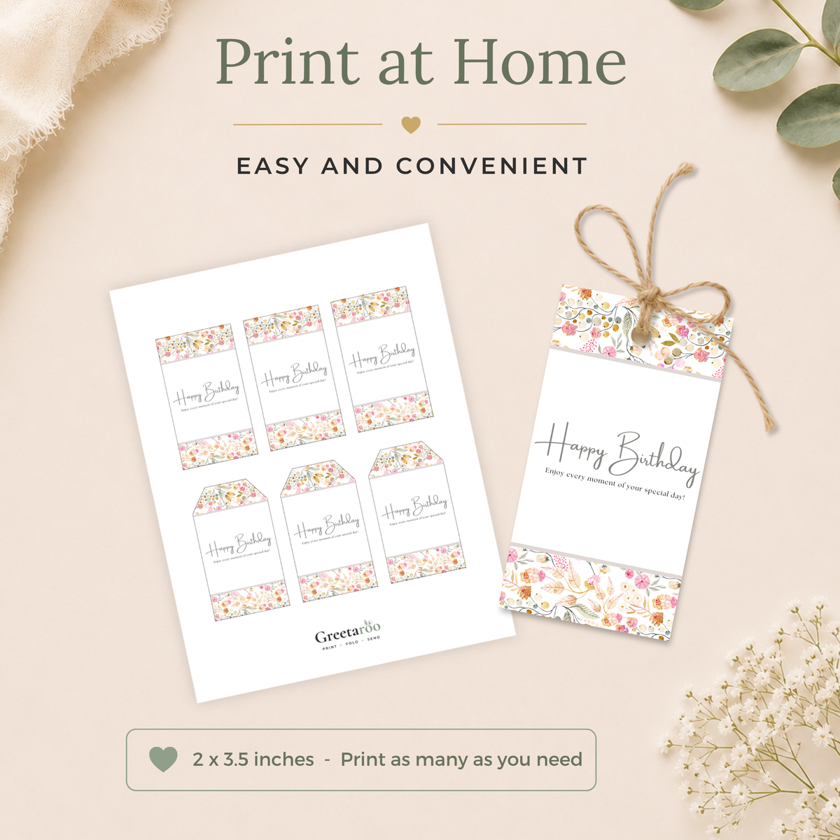 Floral Printable Birthday Gift Tag