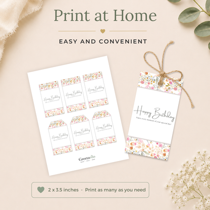 Floral Printable Birthday Gift Tag