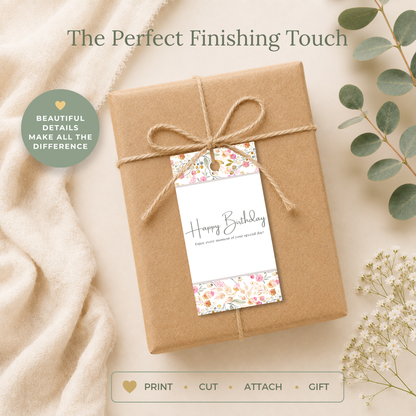 Floral Printable Birthday Gift Tag