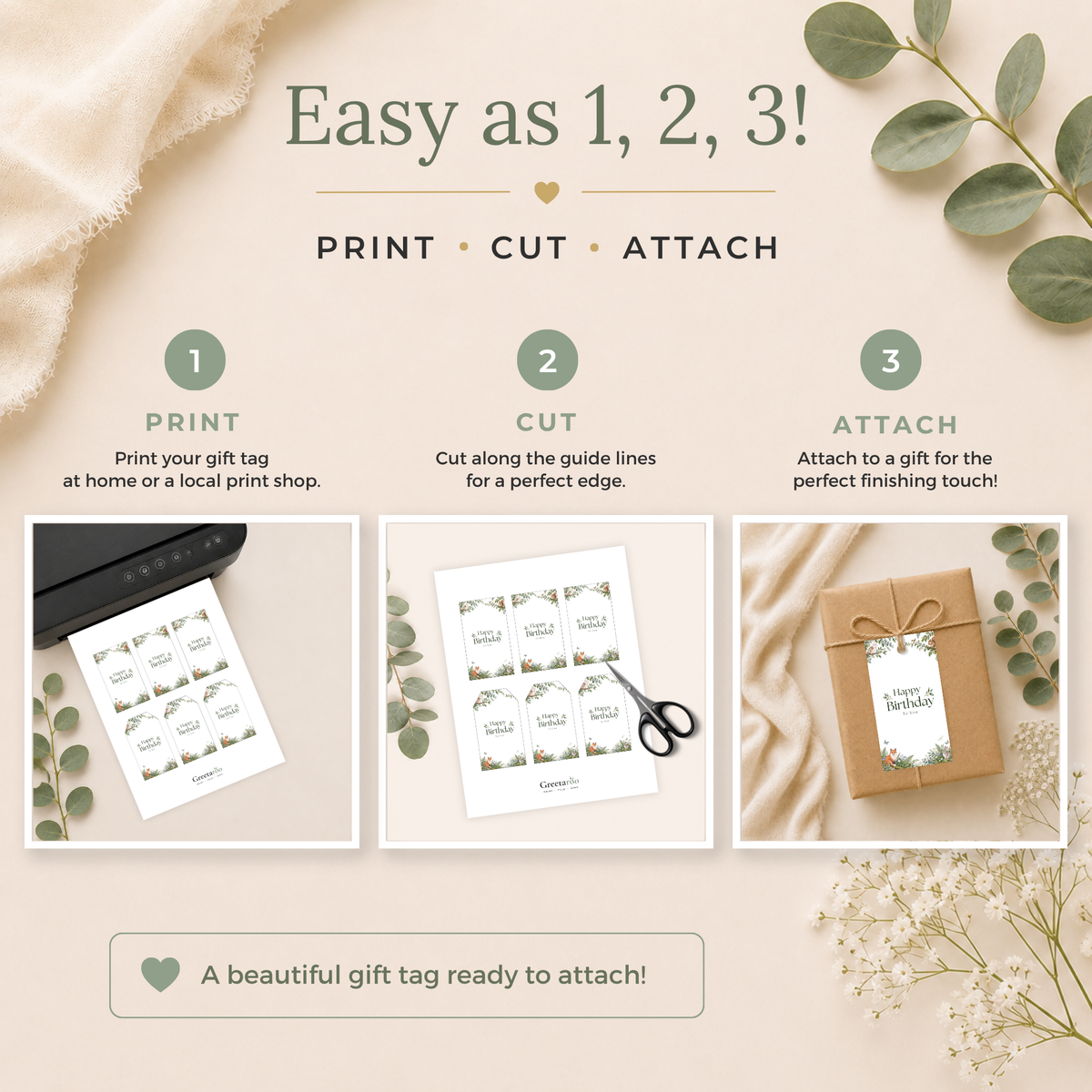 Woodland Animal Printable Birthday Gift Tag
