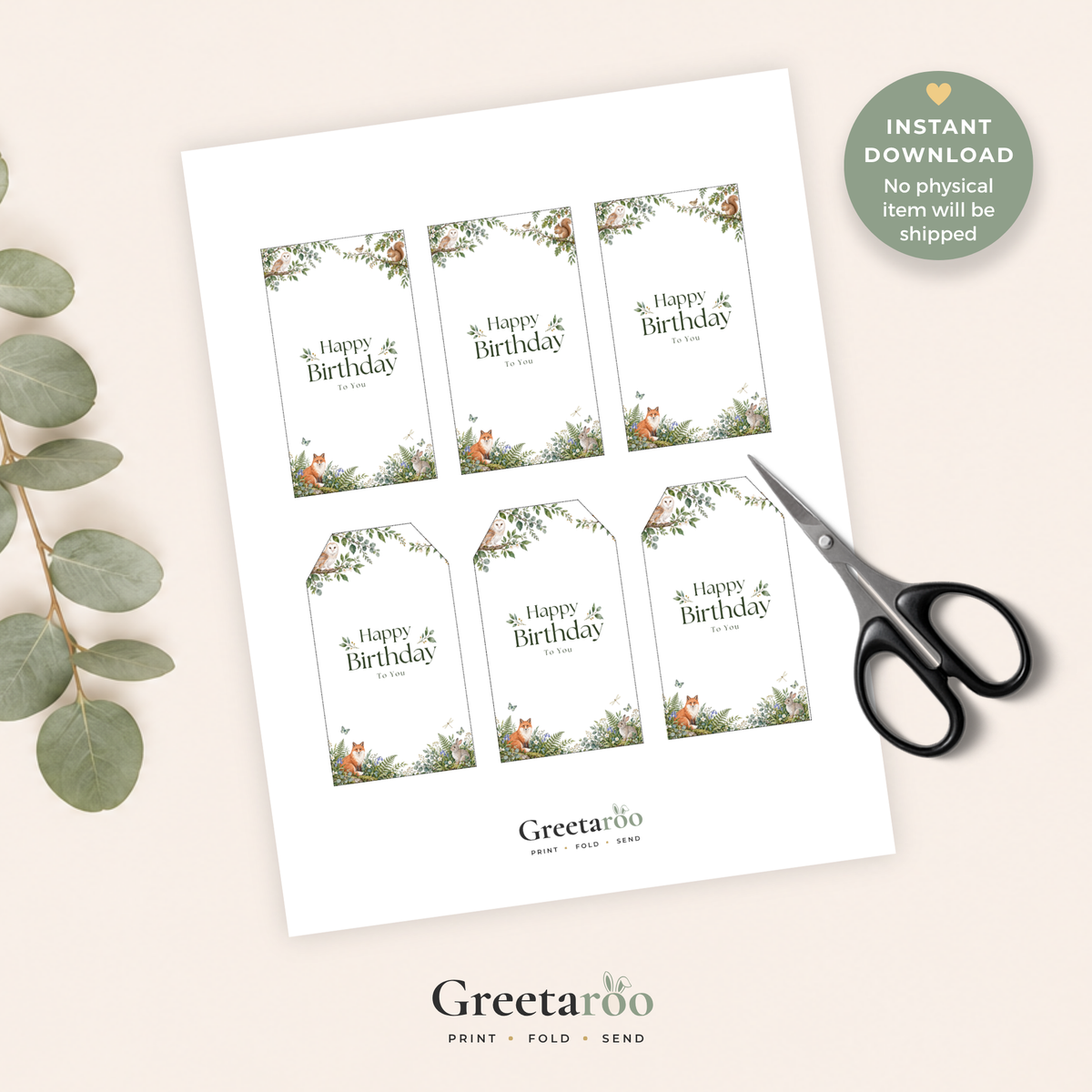 Woodland Animal Printable Birthday Gift Tag