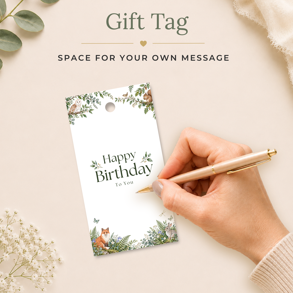 Woodland Animal Printable Birthday Gift Tag