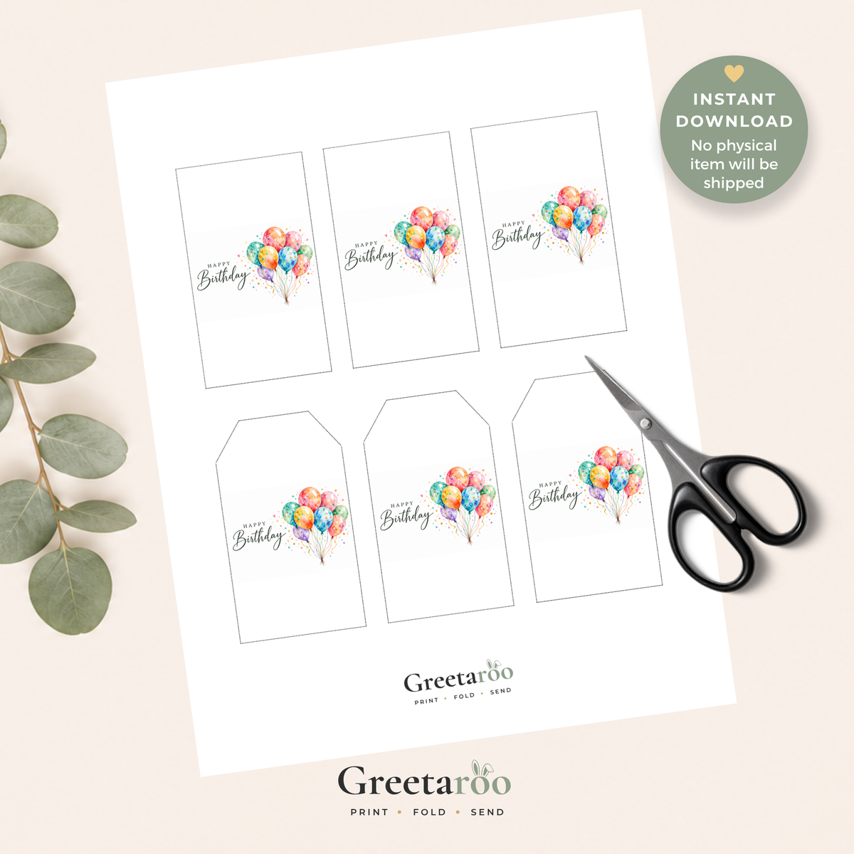 Watercolour Balloon Printable Birthday Gift Tag