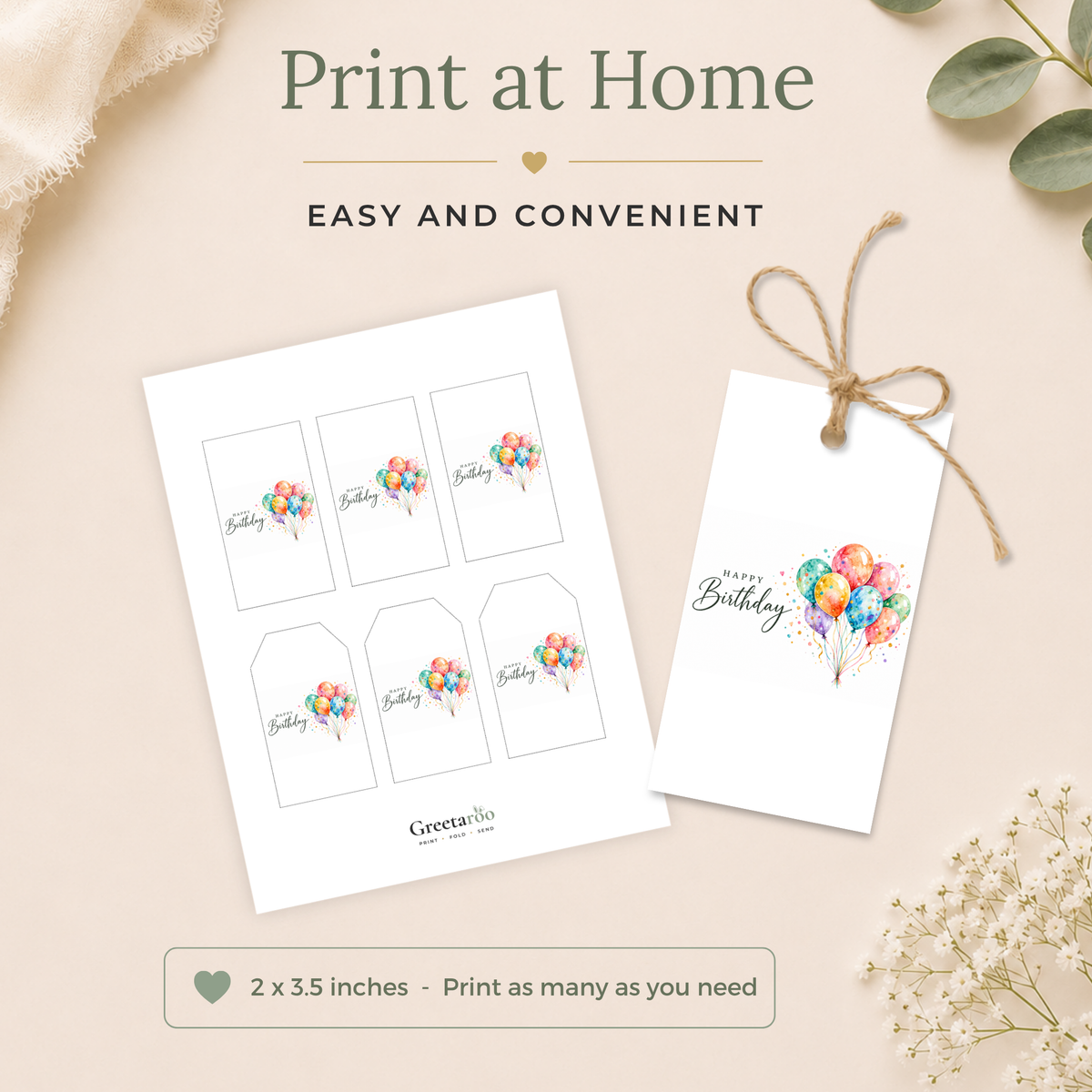 Watercolour Balloon Printable Birthday Gift Tag