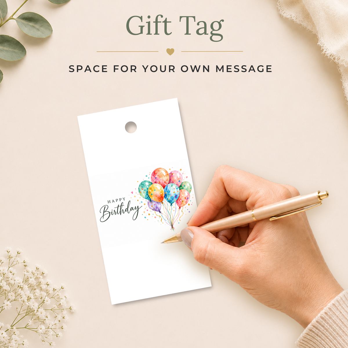 Watercolour Balloon Printable Birthday Gift Tag