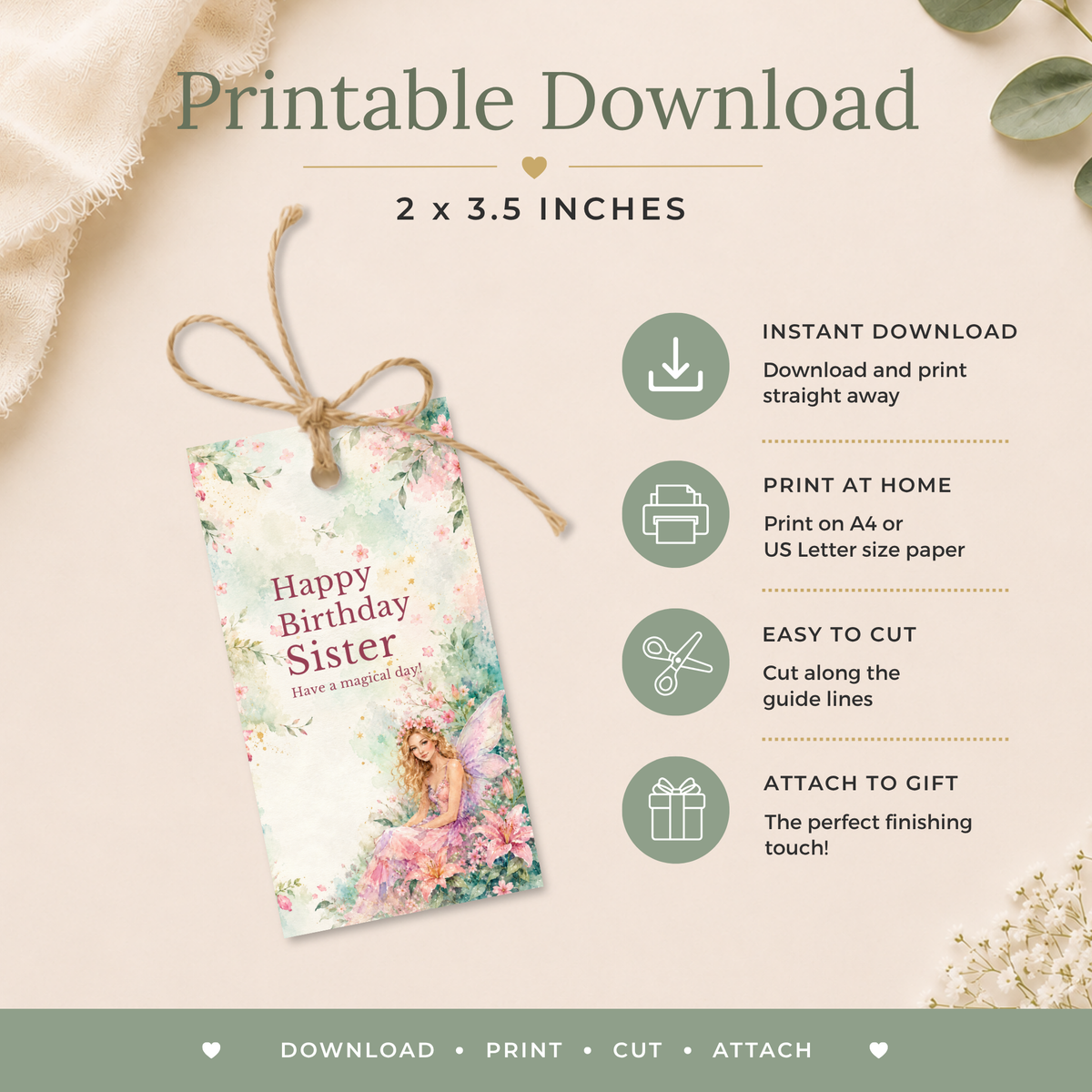 Sister Printable Birthday Gift Tag