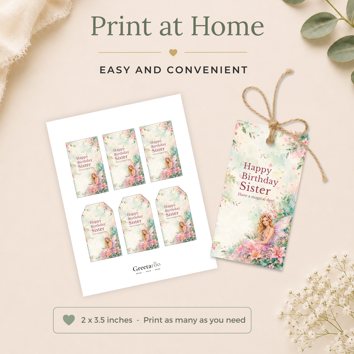 Sister Printable Birthday Gift Tag