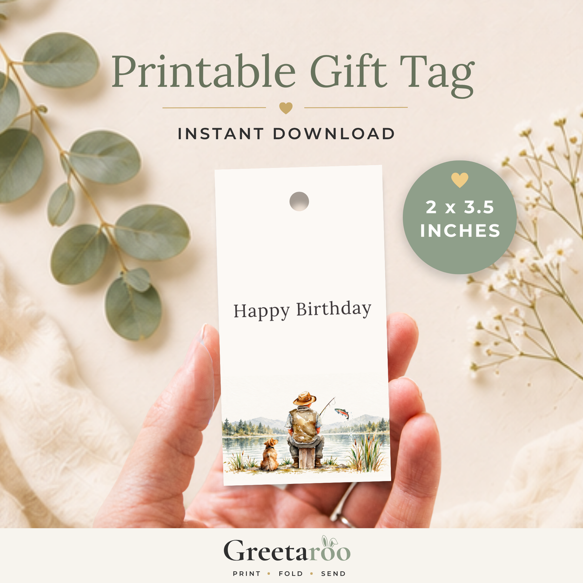 Printable Fishing Birthday Gift Tag for Him