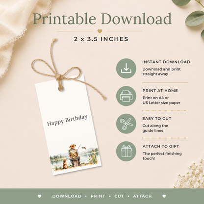Printable Fishing Birthday Gift Tag for Him