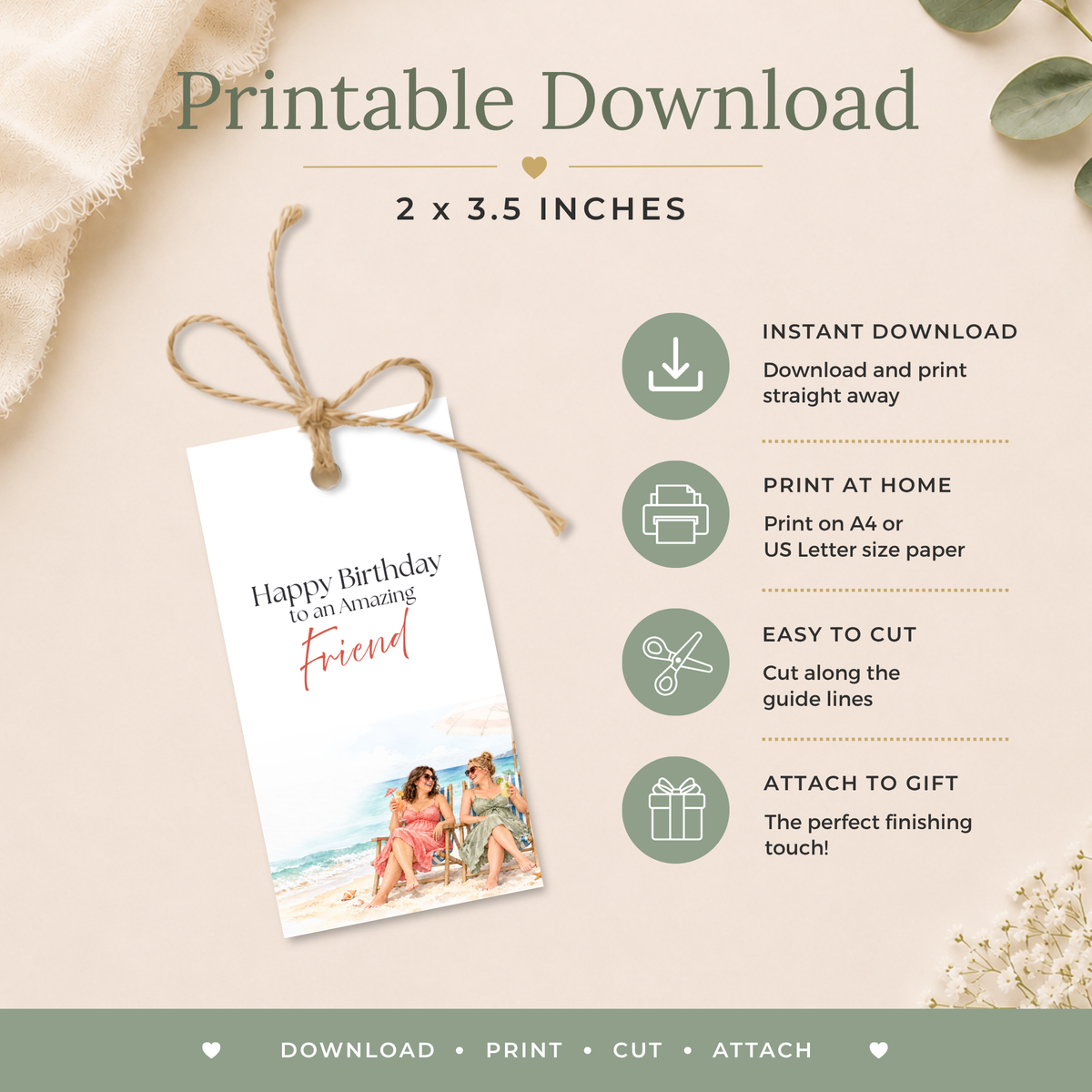 Printable Birthday Gift Tag for a Friend