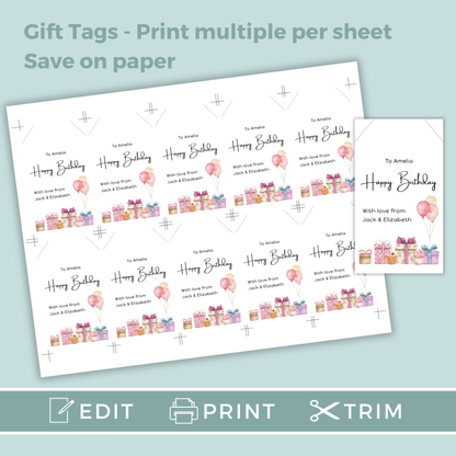 Editable Birthday Gift Tag - Presents