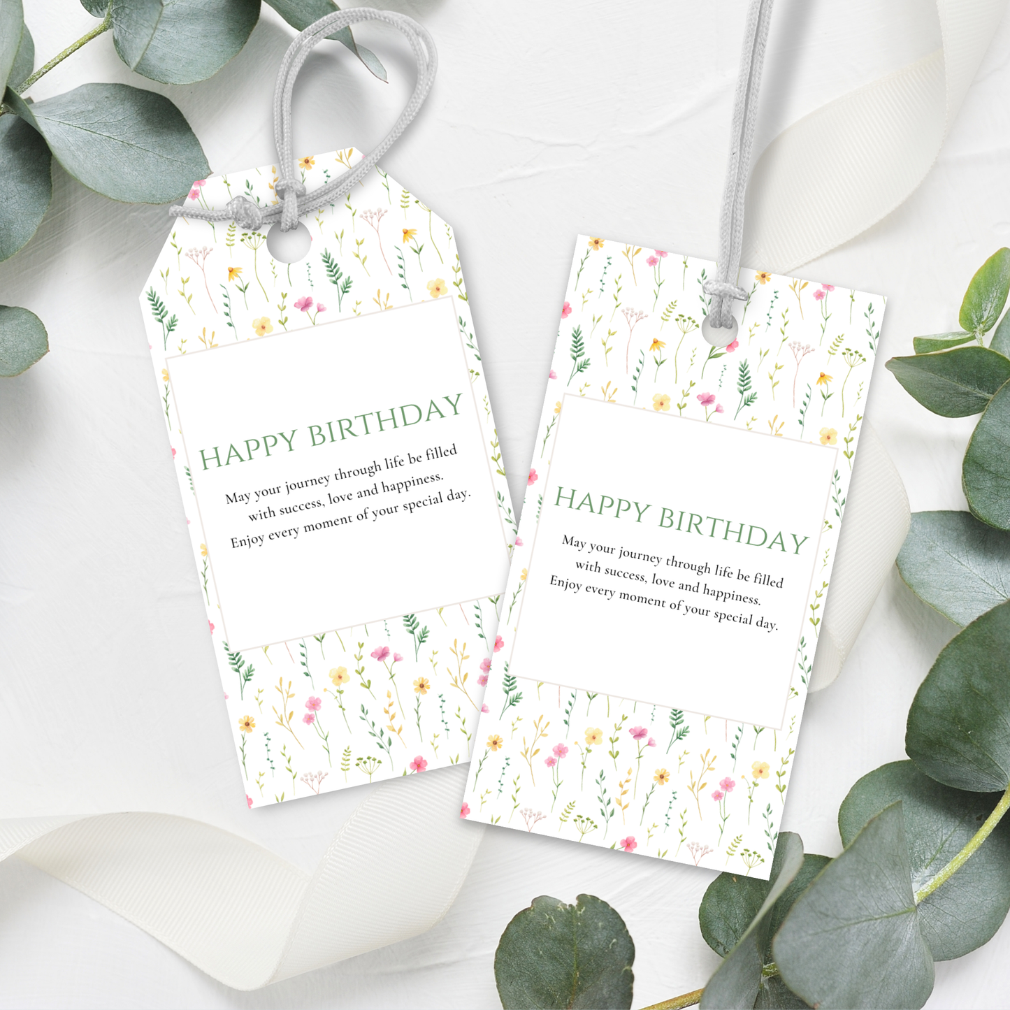 Printable Birthday Gift Tag - Pretty Flowers