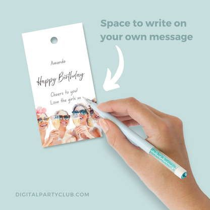 Printable Birthday Gift Tag - Ladies Drinking Champagne