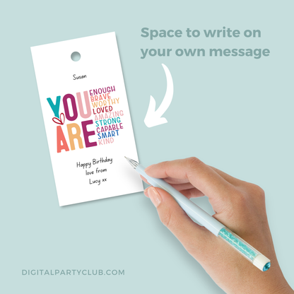 Printable Birthday Gift Tag - You Are Enough