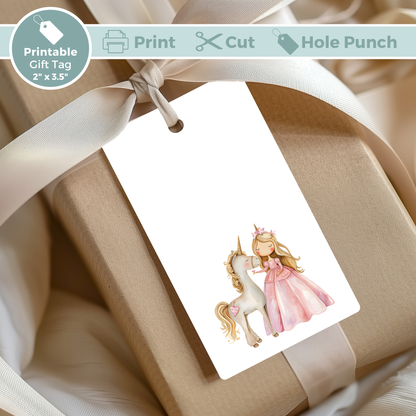 Printable Birthday Gift Tag Bundle - Princess Unicorn