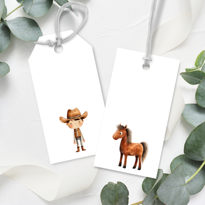 Printable Birthday Gift Tag Bundle - Cowboy