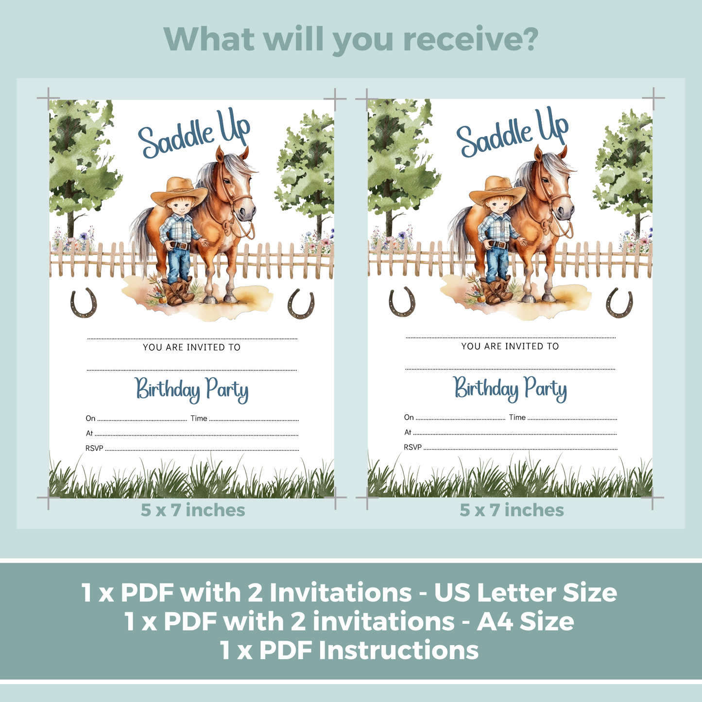 Printable Fill In Birthday Invitation - Saddle Up Boy