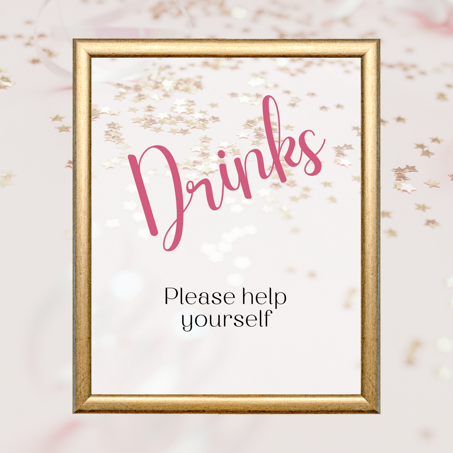 Printable Birthday Drinks Sign - Surprise Pink