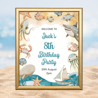 Editable Birthday Welcome Sign - Under the Sea Boy