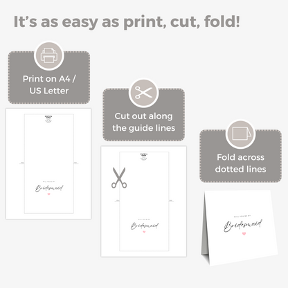 Printable Wedding Card - Will You Be My Bridesmaid