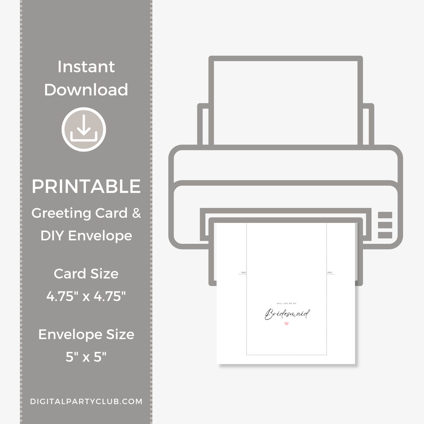 Printable Wedding Card - Will You Be My Bridesmaid